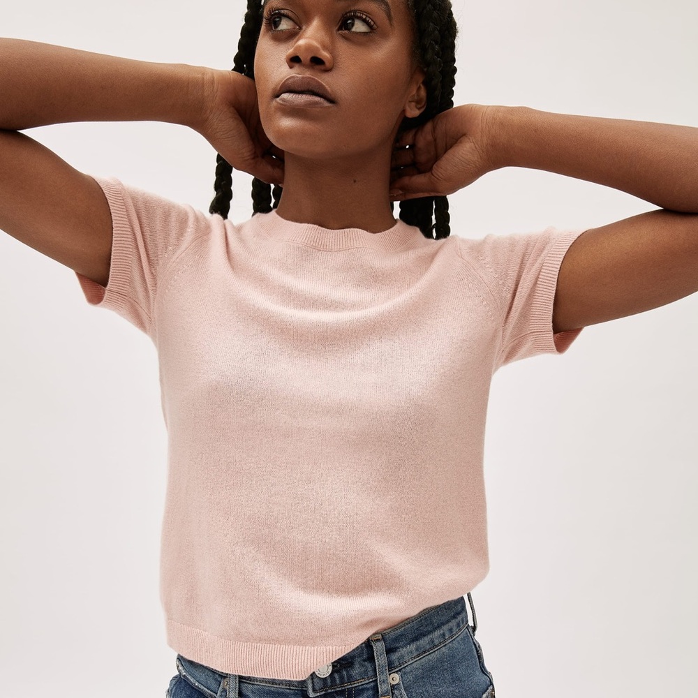 Everlane 100% Cashmere Short Sleeve Crewneck Baby Tee Sweater